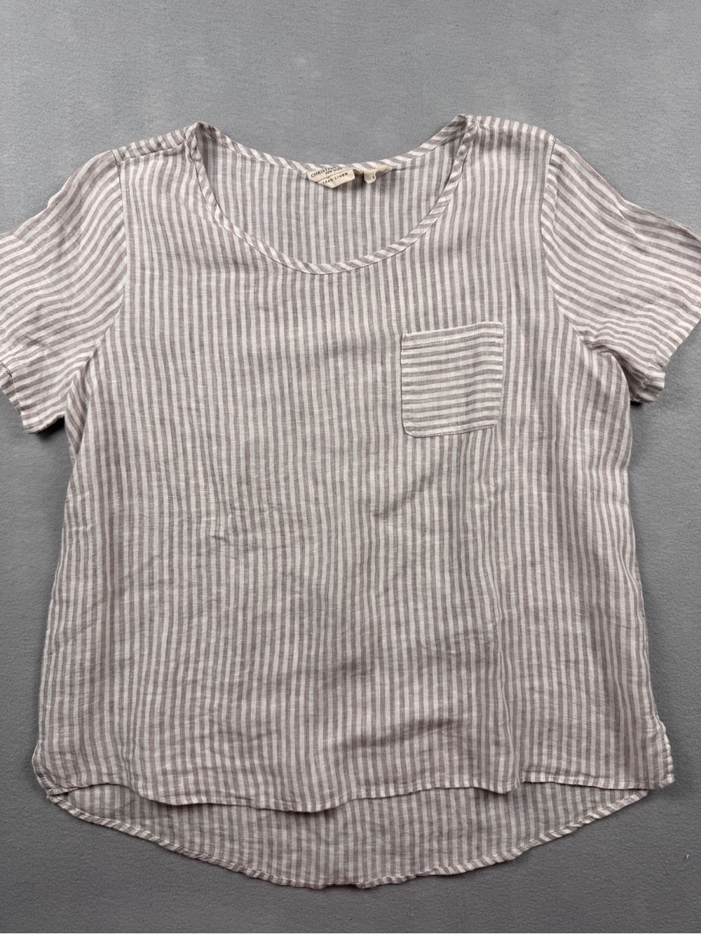 Christian Siriano Striped Short-Sleeve Top - Light Taupe & White